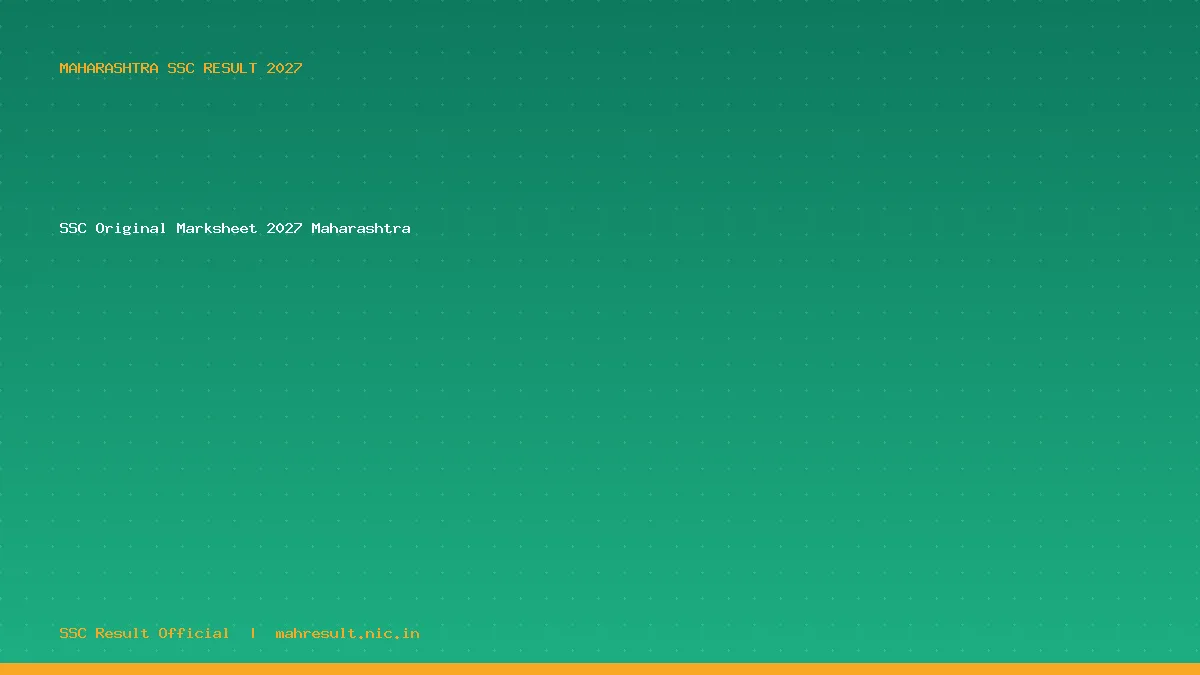 SSC Original Marksheet 2027 Maharashtra