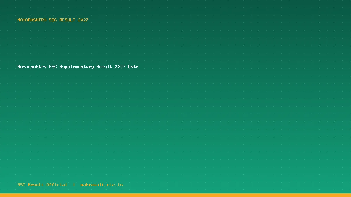 Maharashtra SSC Supplementary Result 2027 Date
